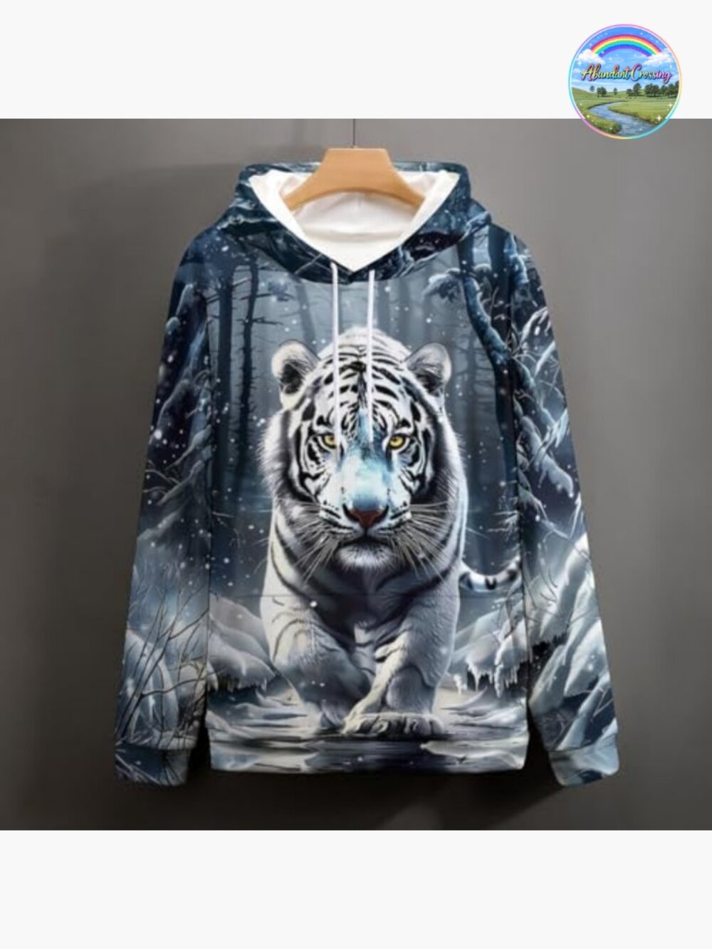Men's Tiger Graphic Hooded Sweatshirt Fantasy Animal Long Sleeve Pullover - Picture 5 of 6